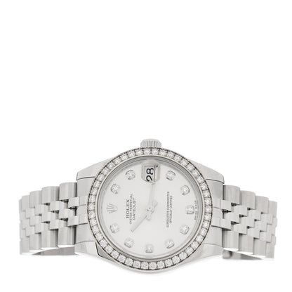 Rolex Stainless Steel 18K White Gold Diamond 31mm Datejust Watch 278384RBR