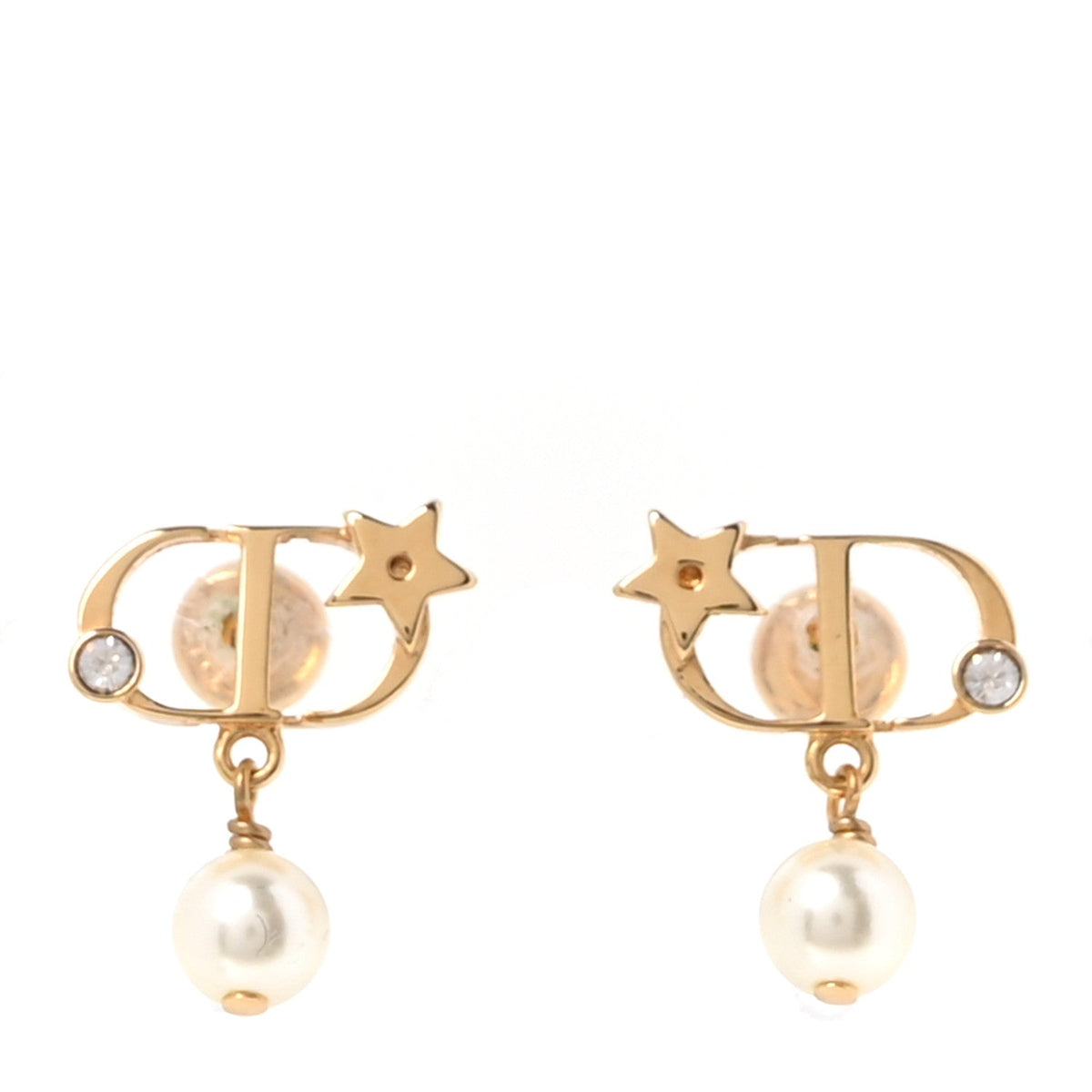 Christian Dior Pearl Petit CD Earrings Gold
