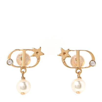 Christian Dior Pearl Petit CD Earrings Gold