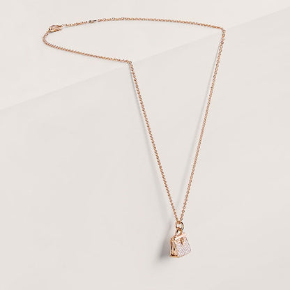 18K Rose Gold Diamond Hermes Amulettes Kelly Pendant