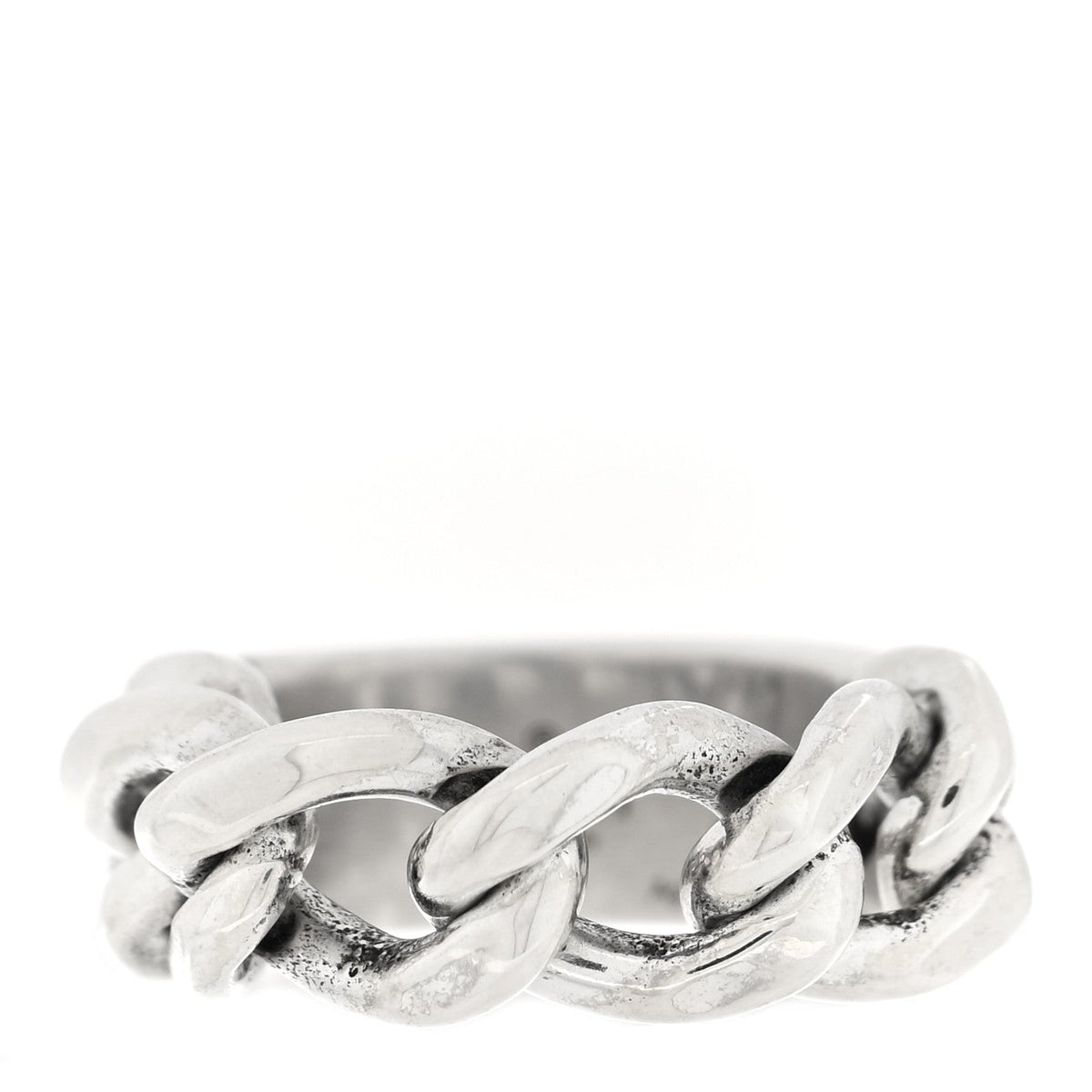 Gucci Sterling Silver Enamel Logo Chain Ring 49 4.75 Turquoise