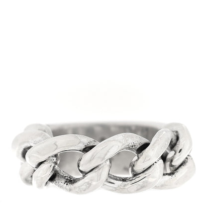 Gucci Sterling Silver Enamel Logo Chain Ring 49 4.75 Turquoise