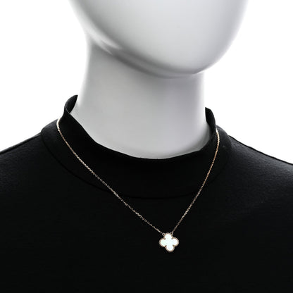Van Cleef & Arpels 18K Yellow Gold Mother of Pearl Vintage Alhambra Pendant Necklace