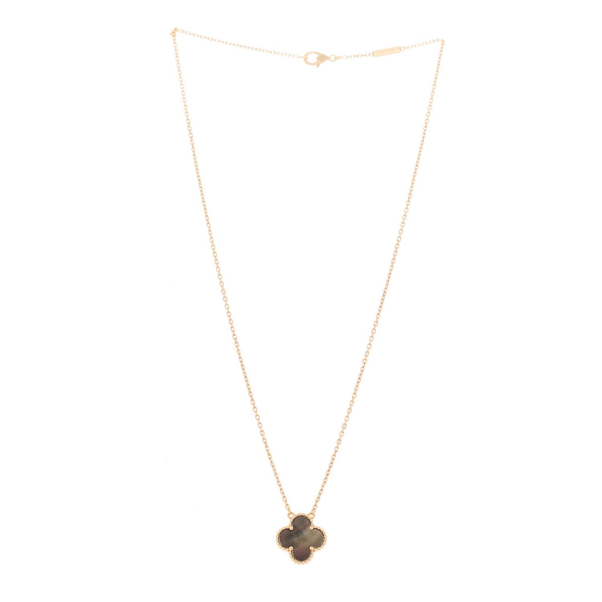 Van Cleef & Arpels 18K Rose Gold Gray Mother of Pearl Vintage Alhambra Pendant Necklace