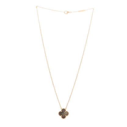 Van Cleef & Arpels 18K Rose Gold Gray Mother of Pearl Vintage Alhambra Pendant Necklace