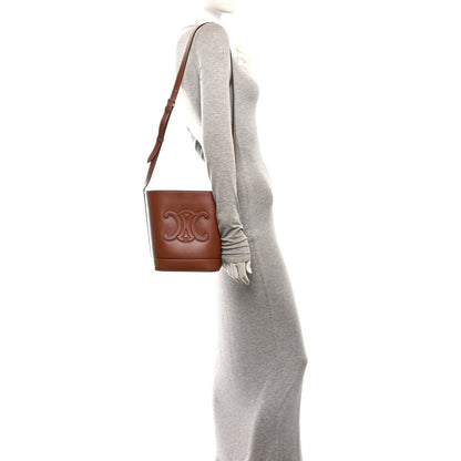 Celine Smooth Calfskin Small Cuir Triomphe Bucket Bag Tan