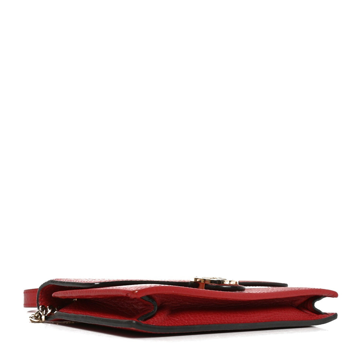 Gucci Dollar Calfskin Interlocking G Chain Wallet Red