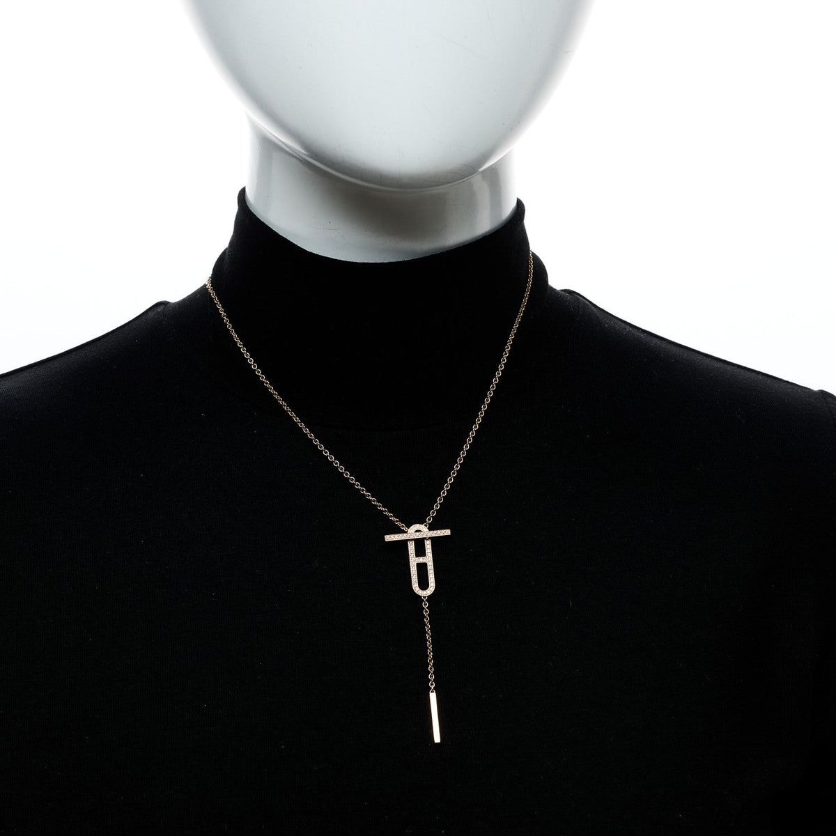 Hermes 18K Rose Gold Diamond PM Ever Chaine D'Ancre Necklace ST