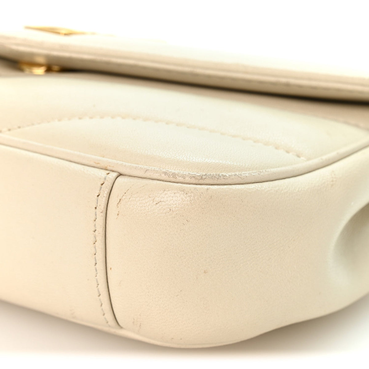 Saint Laurent Lambskin Chevron Quilted Mini LouLou Crema Soft