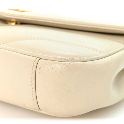 Saint Laurent Lambskin Chevron Quilted Mini LouLou Crema Soft