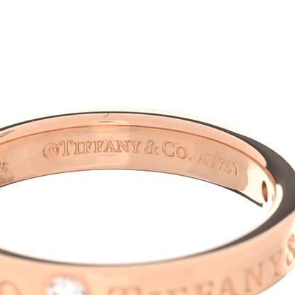 Tiffany 18K Rose Gold Diamond Logo Band Ring