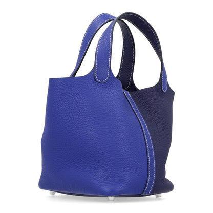 Hermes Taurillon Clemence Casaque Picotin Lock 18 PM Bag Bleu Electrique Bleu Encre