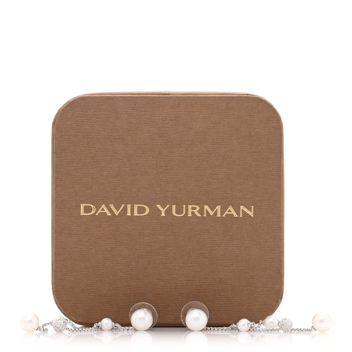 David Yurman Sterling Silver Diamond Pearl Two Row Drop Earrings