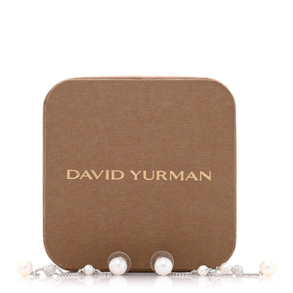 David Yurman Sterling Silver Diamond Pearl Two Row Drop Earrings