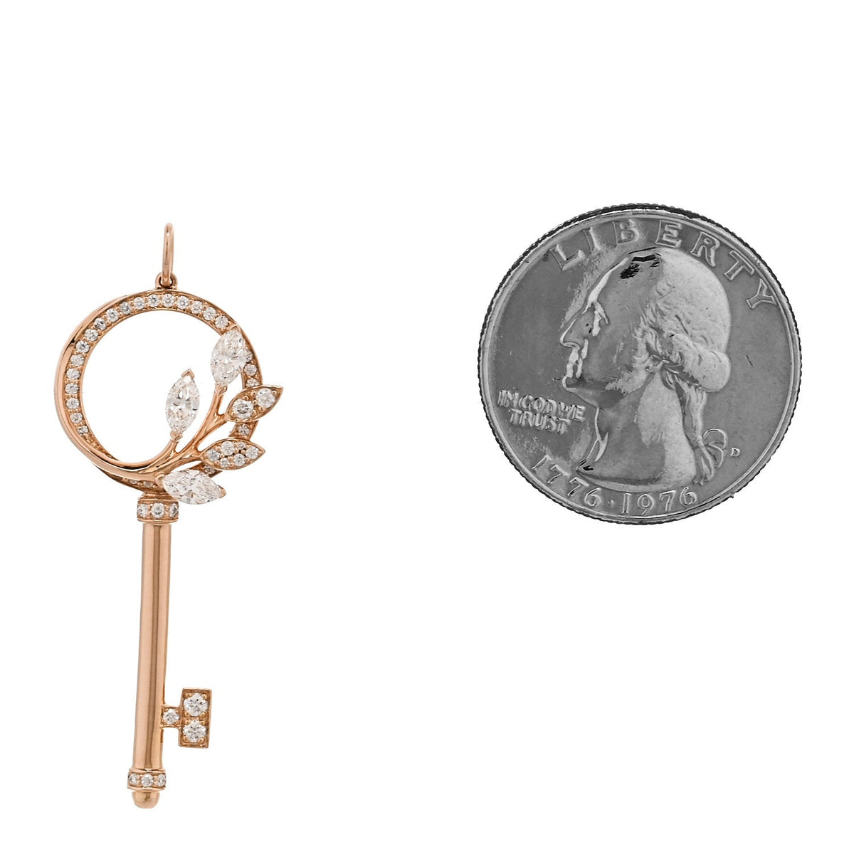 Tiffany 18K Rose Gold Diamond Victoria Vine Circle Key Pendant