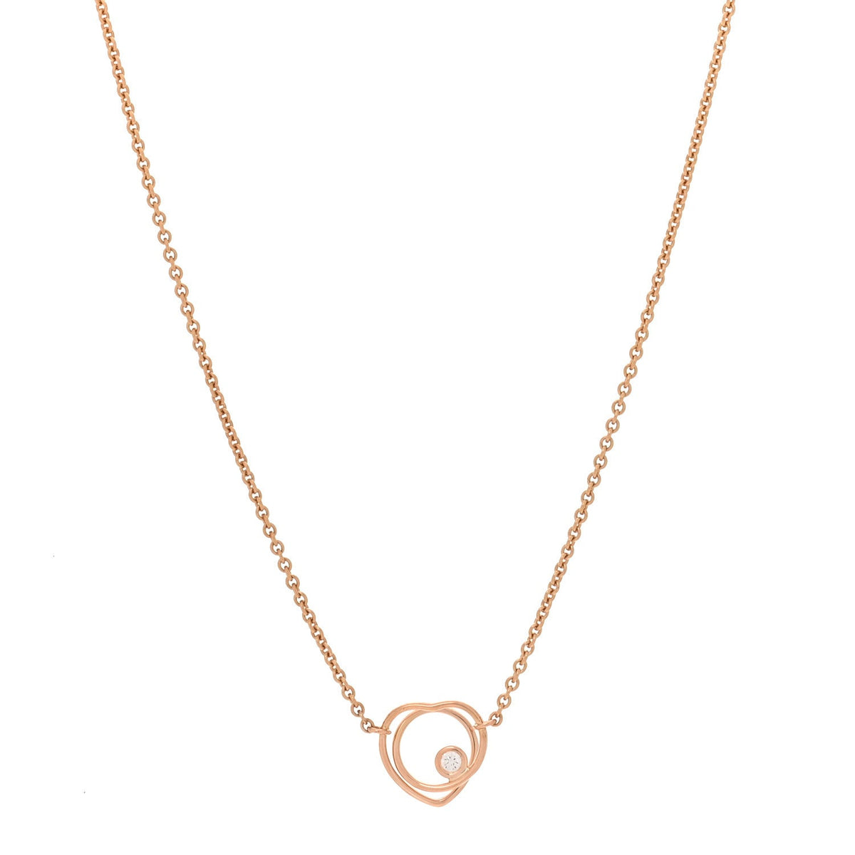 Hermes 18K Rose Gold Diamond TPM Vertige Coeur Necklace