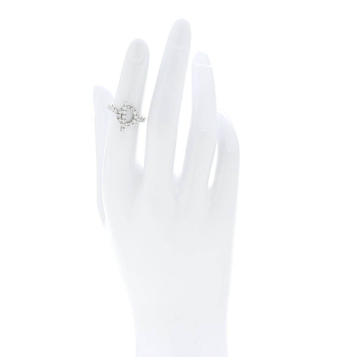 Hermes 18K White Gold Diamond Finesse Ring 49 4.75
