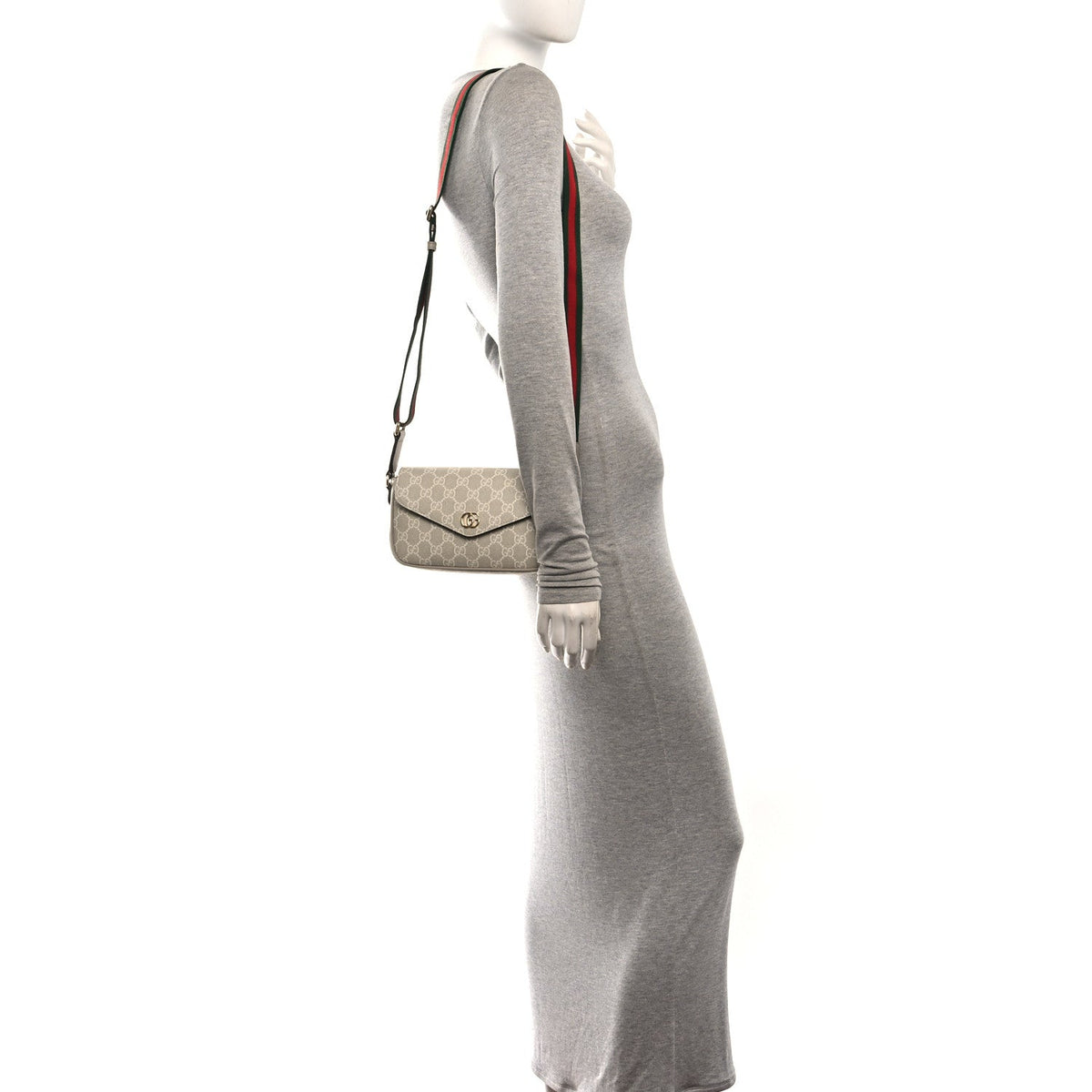 Gucci GG Supreme Calfskin Mini Ophidia Envelope Shoulder Bag White