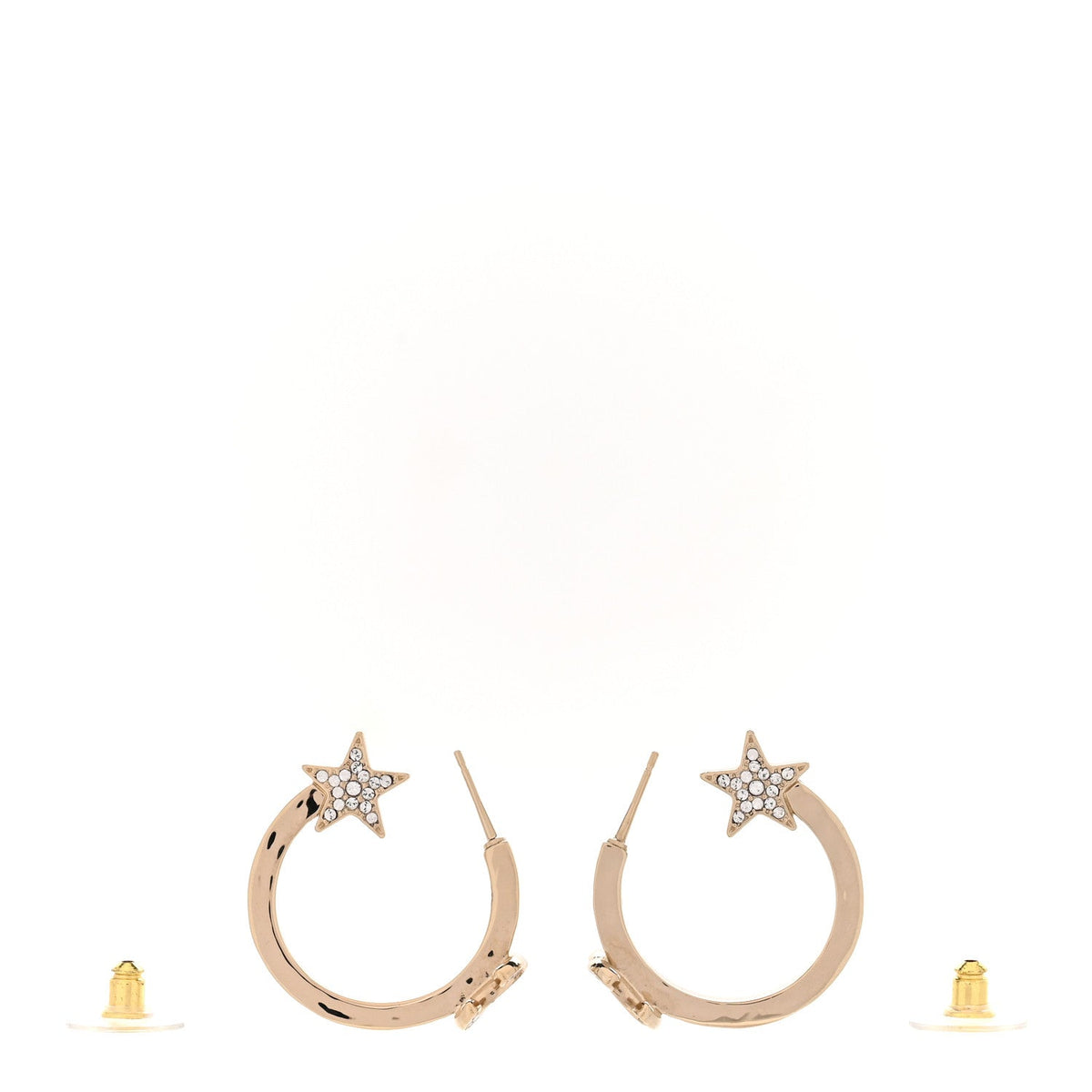 Chanel Metal Crystal CC Hoop Earrings Gold