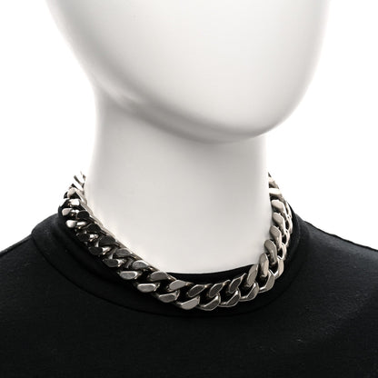 Saint Laurent Metal Chain Choker Necklace Oxidized Silver