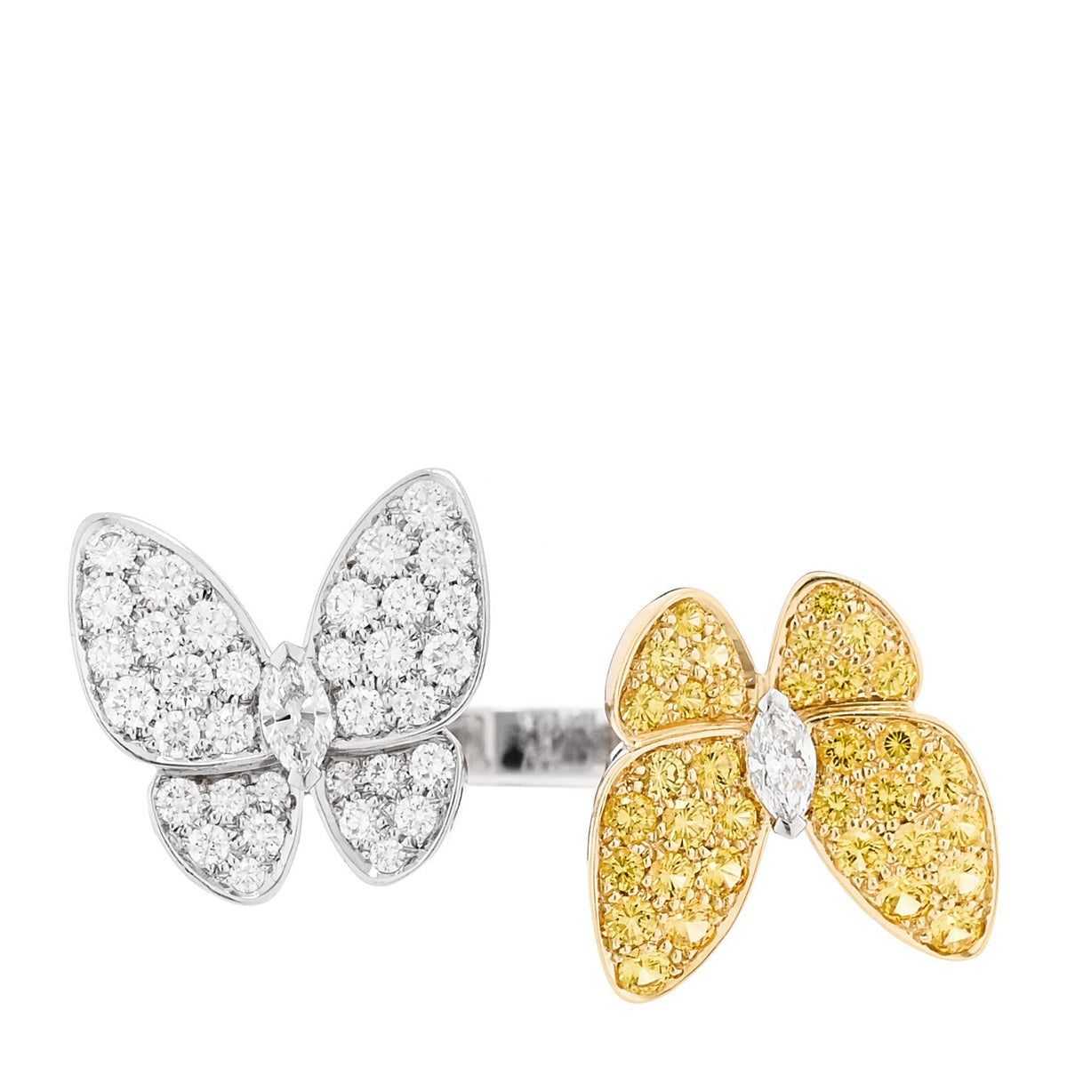 Van Cleef & Arpels 18K Gold Two Butterfly Ring 50 5.25