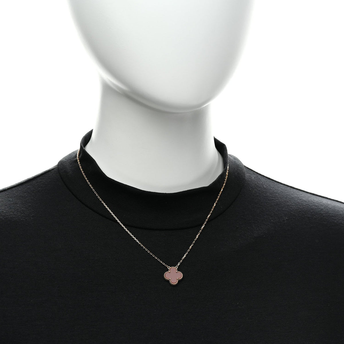 Van Cleef & Arpels 18K Yellow Gold Carnelian Vintage Alhambra Pendant Necklace