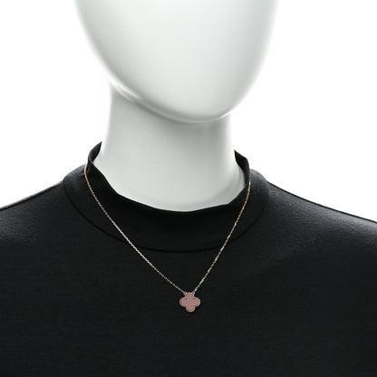 Van Cleef & Arpels 18K Yellow Gold Carnelian Vintage Alhambra Pendant Necklace