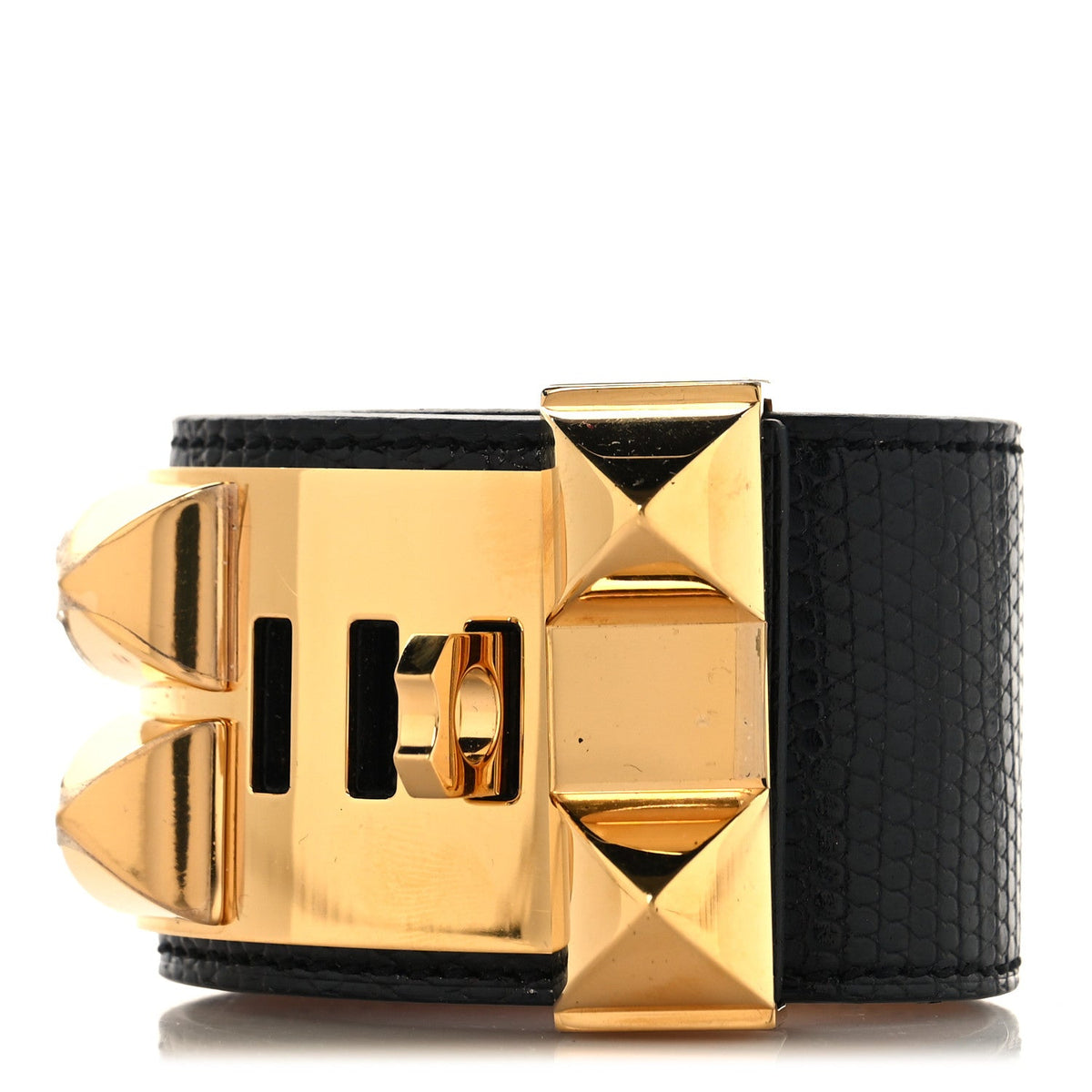 Hermes Lizard Collier de Chien CDC Bracelet T1 Black