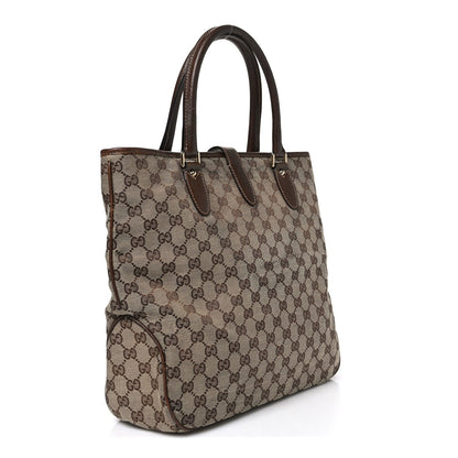 Gucci Monogram Canvas Piston Lock Tote Brown