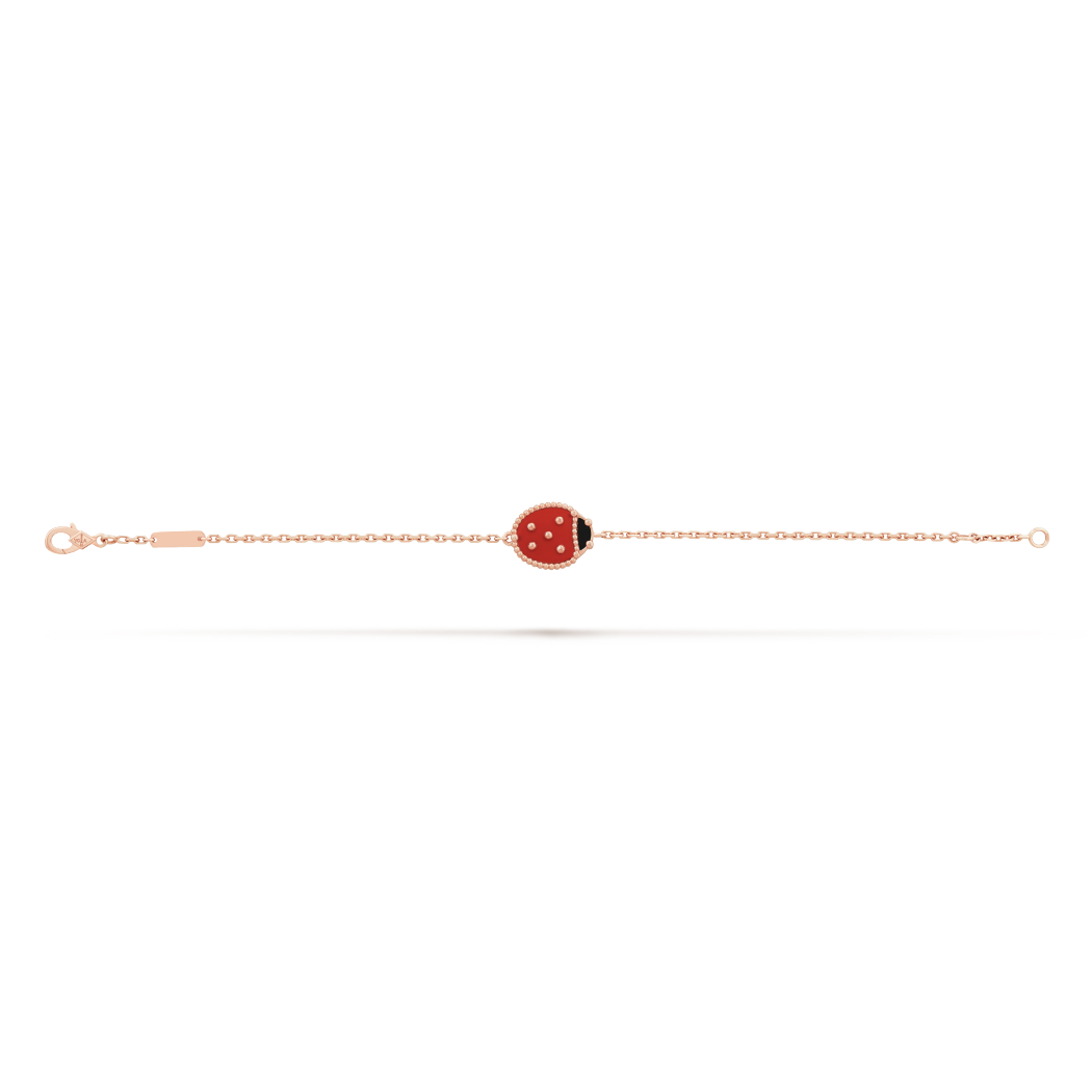 18K Rose Gold Onyx Carnelian VCA Lucky Spring Bracelet