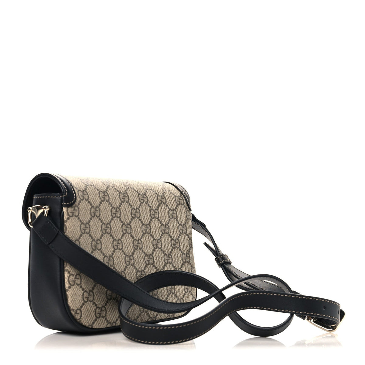 Gucci GG Supreme Horsebit 1955 Small Shoulder Bag Beige Black