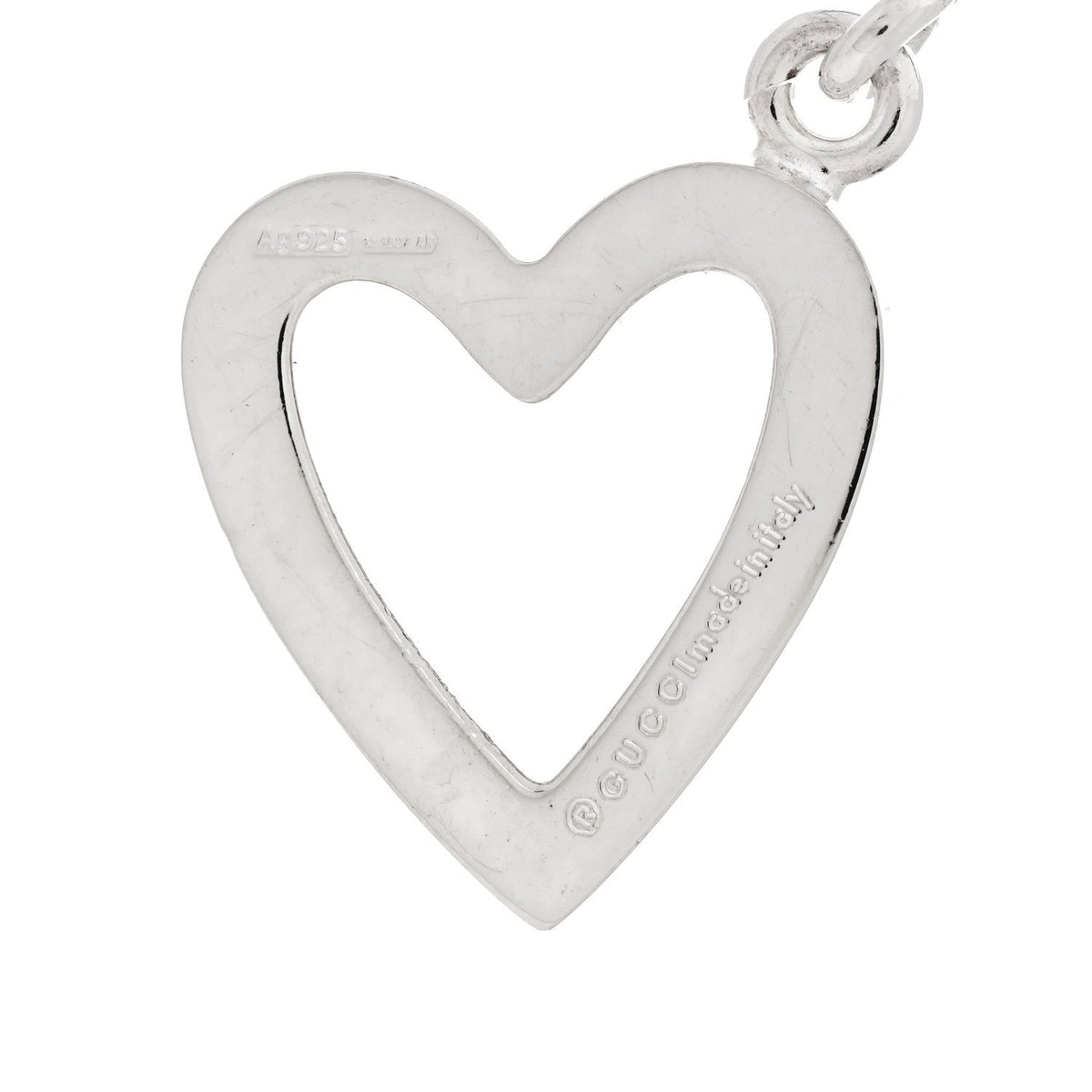 Gucci Sterling Silver Heart Toggle Necklace 39.4cm