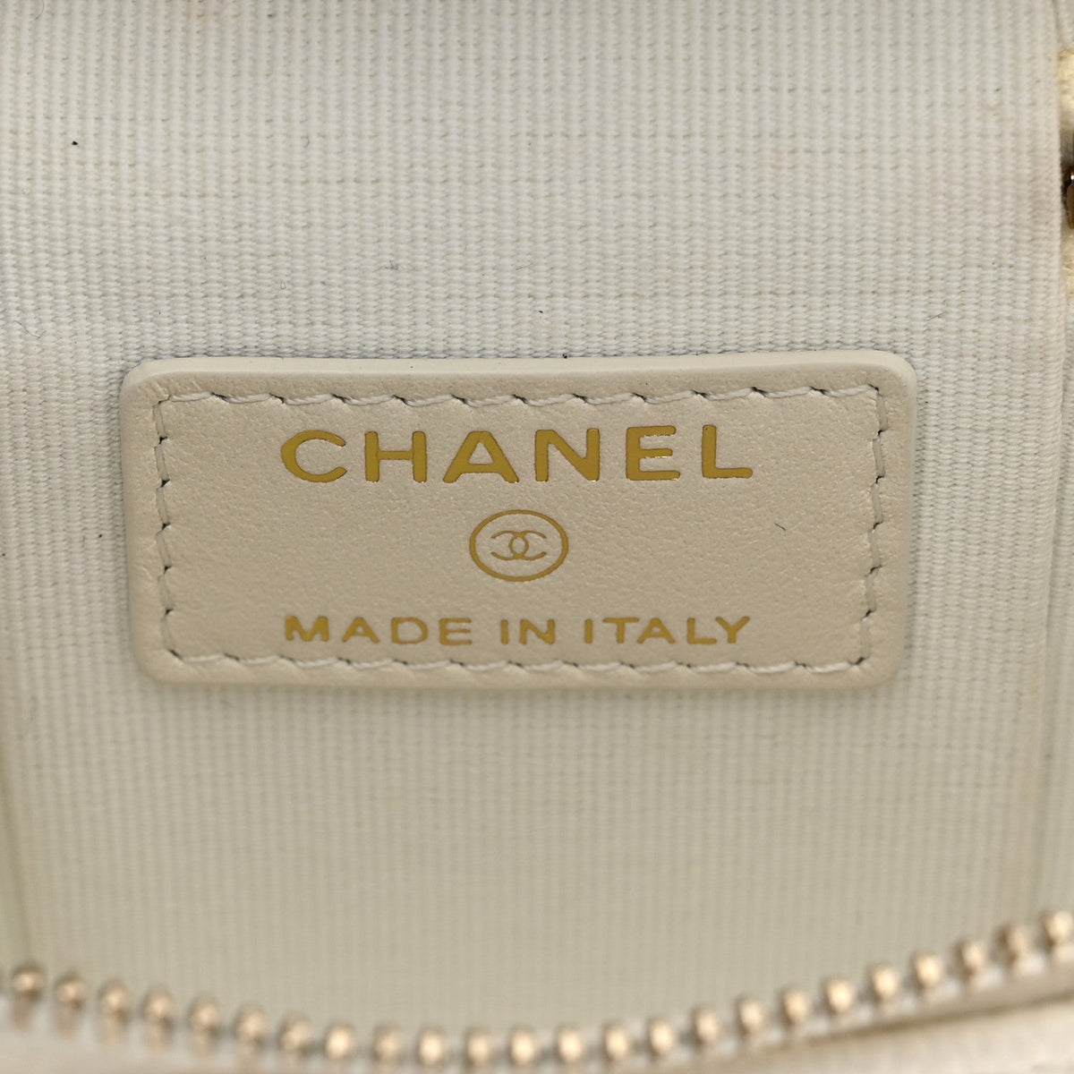 Chanel Caviar Quilted Small Handle With Care Vanity Case White