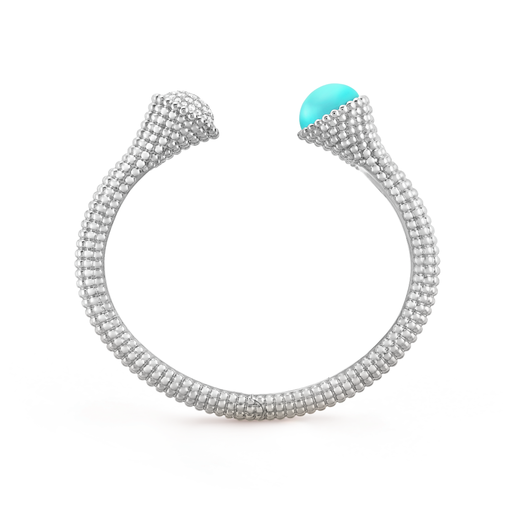 18K White Gold Diamonds Turquoise Van Cleef & Arpels Perlée Couleurs Bracelet