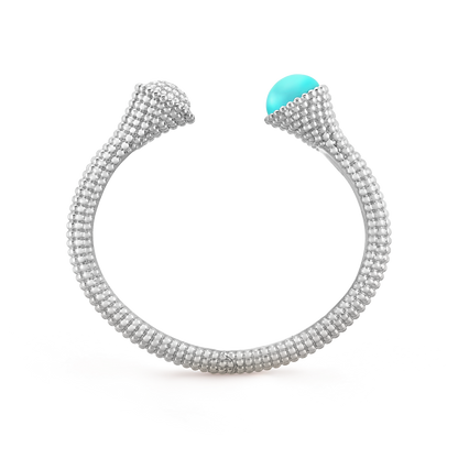 18K White Gold Diamonds Turquoise Van Cleef & Arpels Perlée Couleurs Bracelet