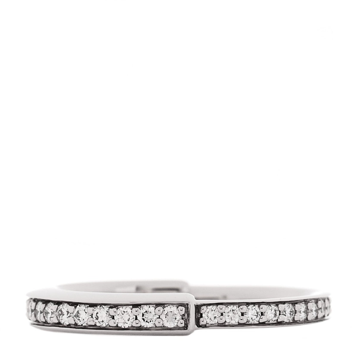 Tiffany 18K White Gold Diamond Lock Pave Ring 49 5