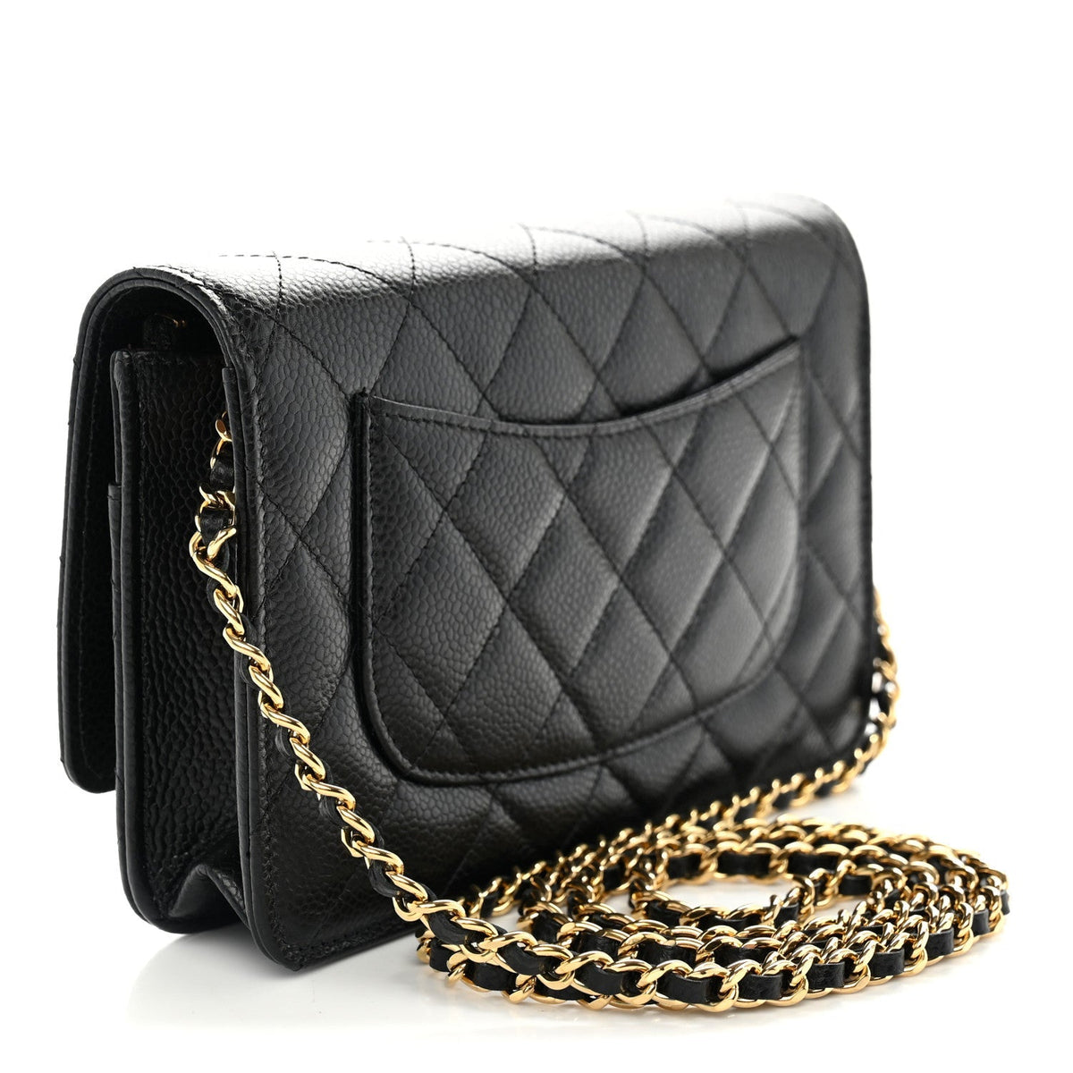 Chanel Caviar Quilted CC Turnlock Wallet On Chain WOC Black