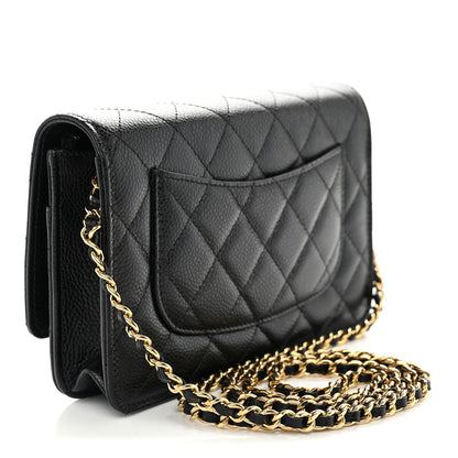 Chanel Caviar Quilted CC Turnlock Wallet On Chain WOC Black