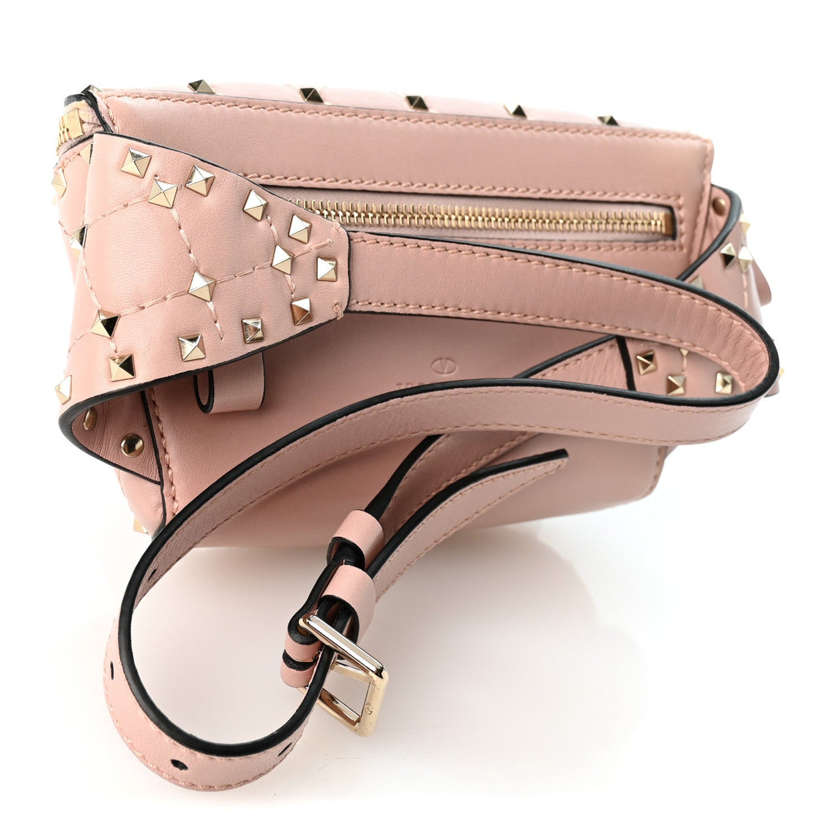 Valentino Garavani Lambskin Rockstud Spike Belt Bag 85 Water Rose