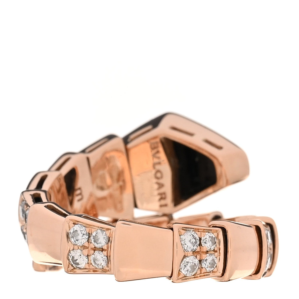 Bulgari 18K Rose Gold Diamond Black Onyx Serpenti Viper Ring M