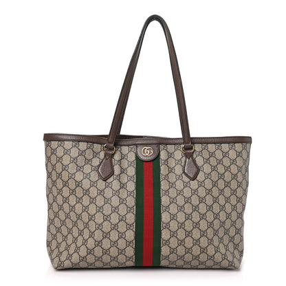 Gucci GG Supreme Monogram Medium Ophidia Shopping Tote Brown