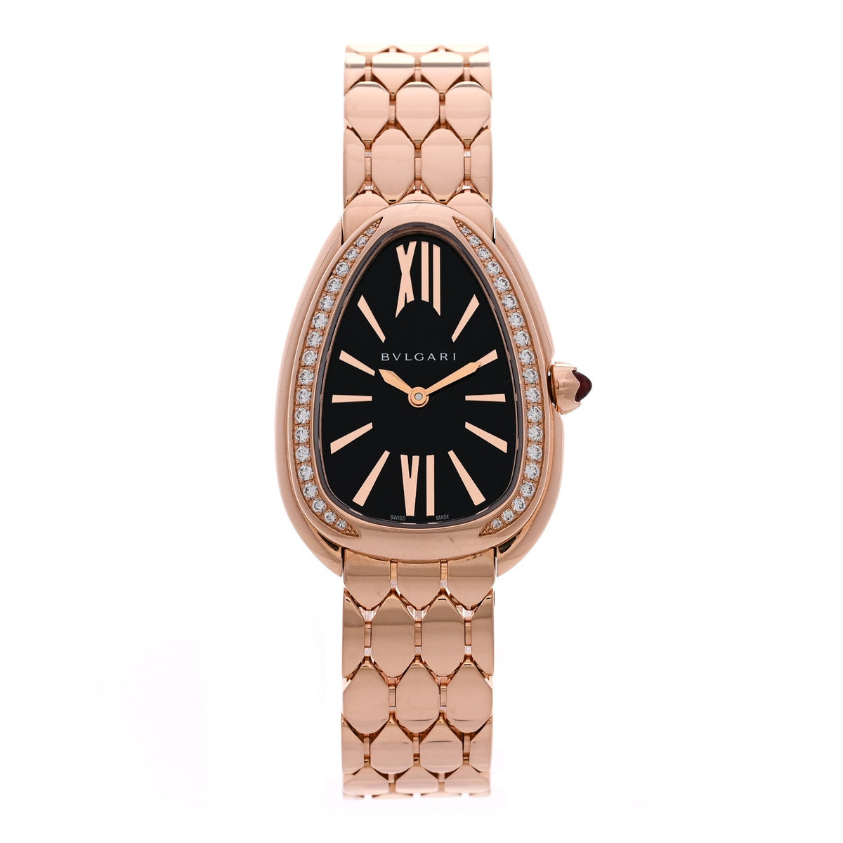 Bulgari 18K Rose Gold Diamond 33mm Serpenti Seduttori Quartz Watch