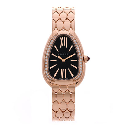 Bulgari 18K Rose Gold Diamond 33mm Serpenti Seduttori Quartz Watch