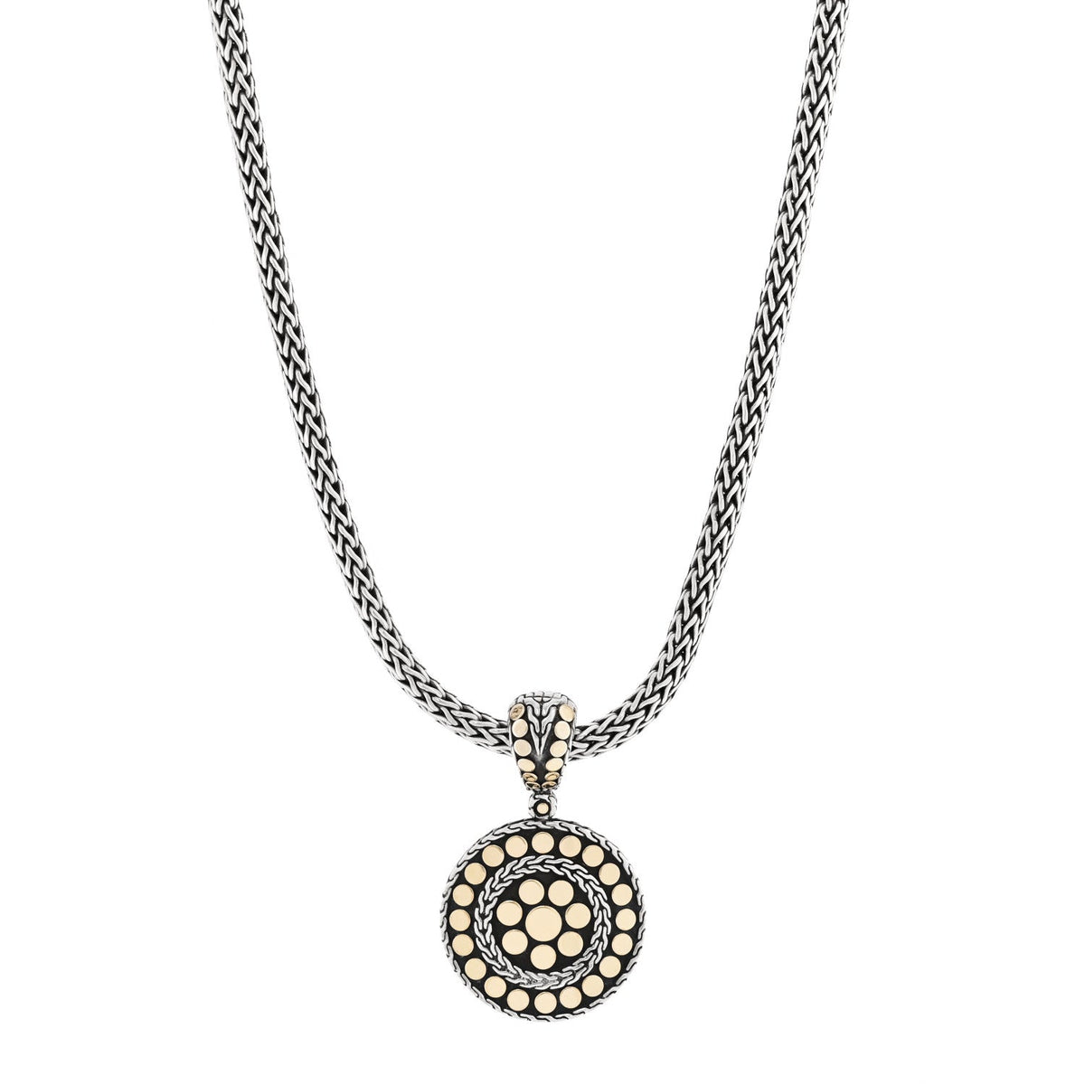 John Hardy Sterling Silver 18K Yellow Gold Dot Enhancer Pendant Necklace