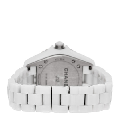 Chanel Stainless Steel Ceramic Diamond 33mm J12 Watch White