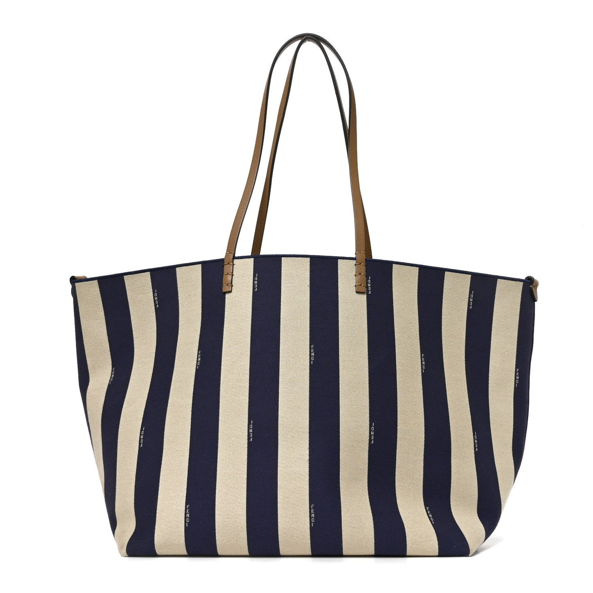 Fendi Pequin Vitello Reversible Large Shopping Tote Midnight Blue