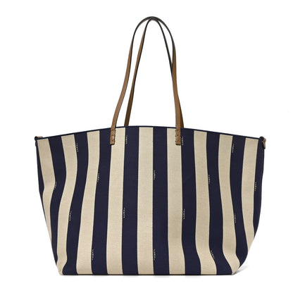 Fendi Pequin Vitello Reversible Large Shopping Tote Midnight Blue