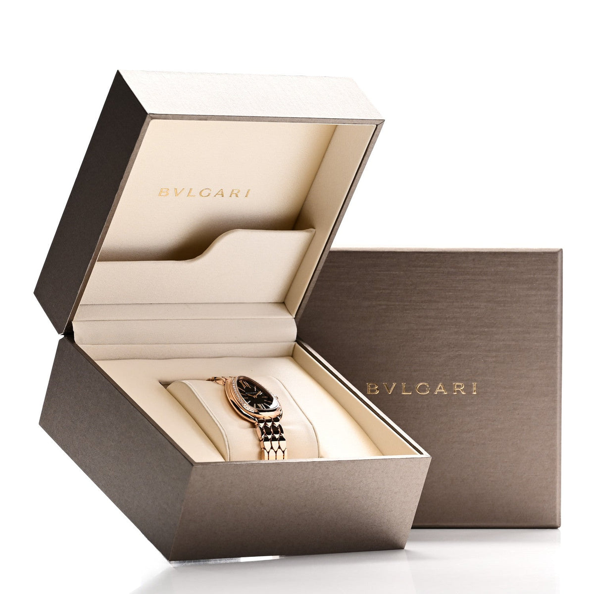 Bulgari 18K Rose Gold Diamond 33mm Serpenti Seduttori Quartz Watch