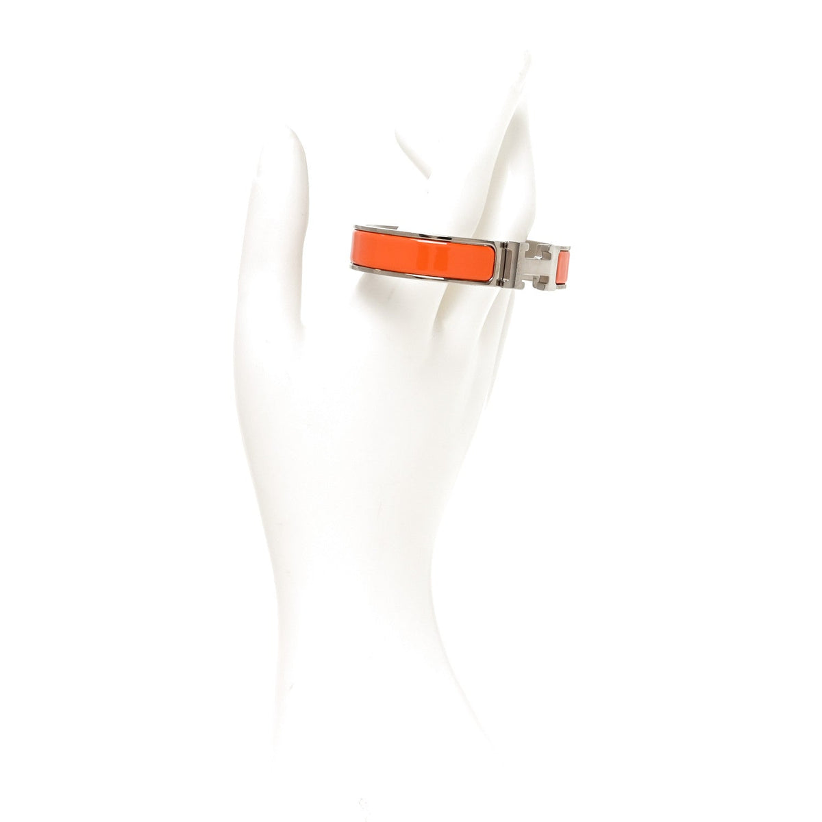 Hermes Enamel Palladium Narrow Clic Clac H Bracelet PM Orange