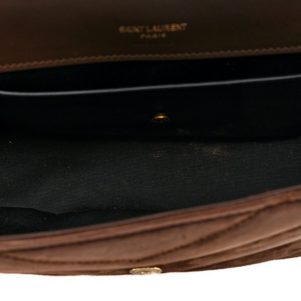 Saint Laurent Suede Chevron Quilted Medium Loulou Bark Brown